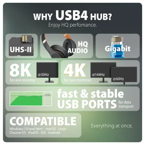 AXAGON HMC-U4 USB4 dokovací stanice, 40Gbps, PD100W - obrázek 6