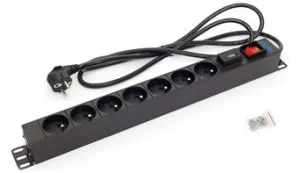 19",7xCZ zás.vypínač,bleskojistka, 2m,RAL9005,FLEX