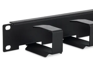 19" vyvazovací panel 1U 6x háček 70x27mm černý kov - obrázek 2