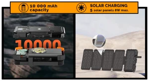 Solární powerbanka VIKING TYR I/Output:1xUSB-C,2xUSB-A/Wireless charge 15W max/10000mAh/LED světlo - obrázek 5