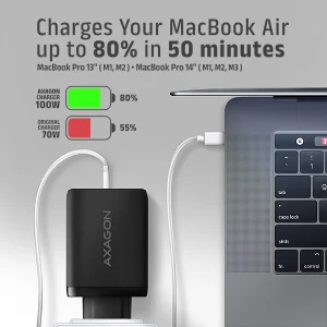 AXAGON ACU-DPQ100, GaN nabíječka do sítě 100W, 3x port (USB-A + dual USB-C), PD3.0/PPS/QC4+/Apple - obrázek 9