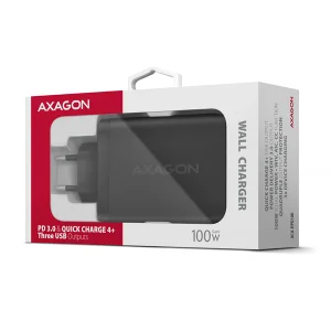 AXAGON ACU-DPQ100, GaN nabíječka do sítě 100W, 3x port (USB-A + dual USB-C), PD3.0/PPS/QC4+/Apple - obrázek 6