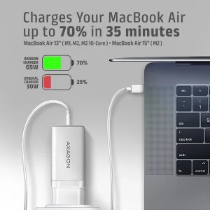 AXAGON ACU-DPQ65W, GaN nabíječka do sítě 65W, 3x port (USB-A + dual USB-C), PD3.0/QC4+/PPS/Apple - obrázek 7