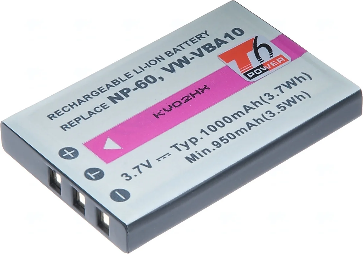 Baterie T6 Power pro NP-60, KLIC-5000, NP-30, LI-20B, A1812A, L1812A, L1812B, 1000mAh, 3,7Wh