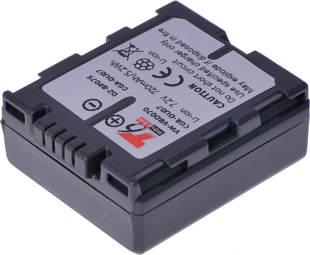 Baterie T6 Power pro Panasonic VW-VBD070, CGA-DU07, CGR-DU07, Hitachi DZ-BP07S, 720mAh, 5,2Wh