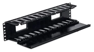 19' vyvazovací panel 2U plastový RAL9005 - obrázek 2