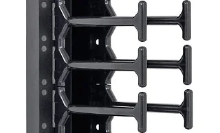 19" vyvazovací panel 42U - Hřeben, dvouřadý černý