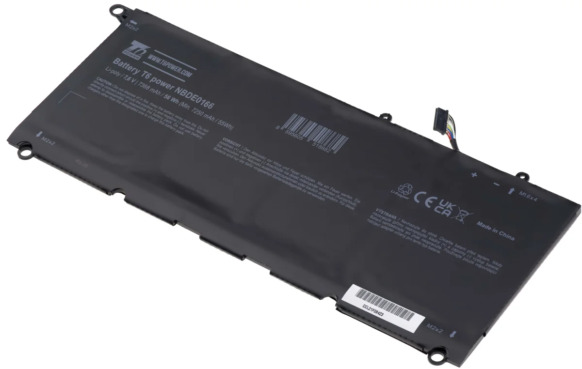 Baterie T6 Power pro Dell XPS 13 9343, XPS 13 9350, 7368mAh, 56Wh, 4cell, Li-pol
