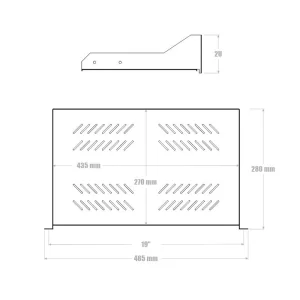 19" Police s perforací 2U 280mm - obrázek 2