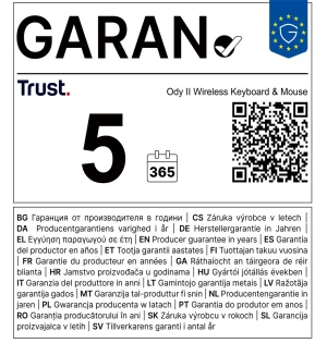 TRUST ODY II WL KEYBOARD & MOUSE DE - obrázek 6