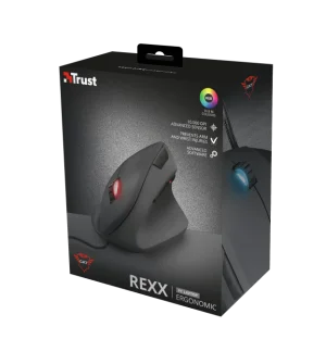 TRUST GXT 144 Rexx/Vertikální/Optická/Pro praváky/6 000 DPI/Drátová USB/Černá - obrázek 2