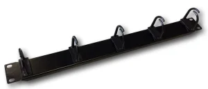 19" vyvazovací panel 1U 5x plast oko 3x3cm černý