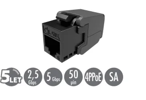 Samořezný keystone Solarix CAT6 UTP SXKJ-6-UTP-BK-SA Component Level a 4PPoE certifikace
