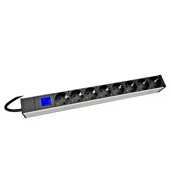 PDU IT METER, integr.merení, 8x Schuko,Al ,19", 1U, RAL 7035