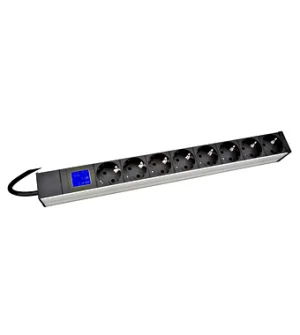 PDU IT METER, integr.merení, 8x Schuko,Al ,19", 1U, RAL 7035