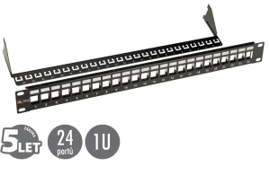 19" modulární neosazený patch panel Solarix 24 portů černý 1U SX24M-0-STP-BK-UNI