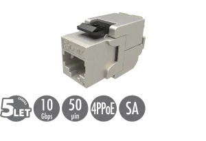 Samořezný keystone Solarix CAT6A STP RJ45 SXKJ-10G-STP-BK-SA Component Level a 4PPoE certifikace