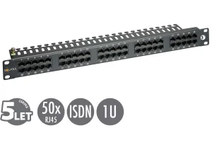 19" ISDN panel Solarix 50 x RJ45 černý 1U SX50-ISDN-BK