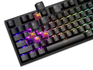 Herní mechanická klávesnice Genesis THOR 404/RGB/Outemu Peach Silent/Drátové USB-A/US layout/Černá - obrázek 3