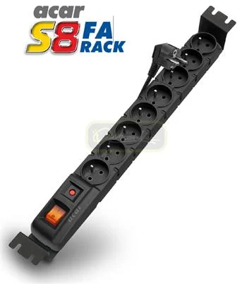 19" napáj.panel ACAR S8/5m 8x220V Black+přep.ochr.10A