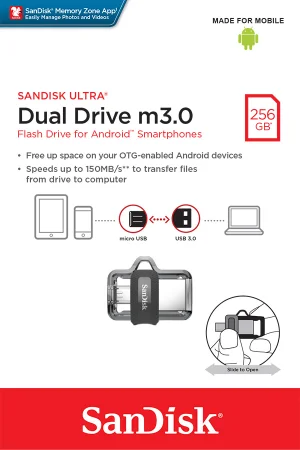 SanDisk Ultra Dual Drive M3/256GB/USB 3.0/Micro USB + USB-A - obrázek 3