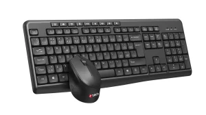 Klávesnice C-TECH WLKMC-04, bezdrátový combo set s myší, černý, USB, CZ/SK