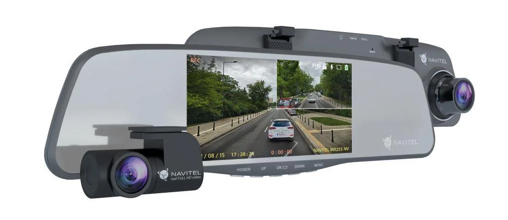 NAVITEL  MR255 inteligentní zpětné zrcátko s nočním viděním a zpětnou kamerou