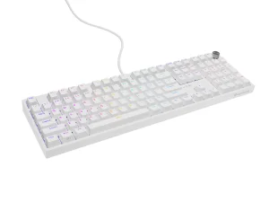 Herní mechanická klávesnice Genesis THOR 404/RGB/Outemu Peach Silent/Drátové USB-A/US layout/Bílá