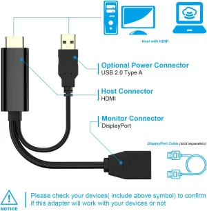 PremiumCord  adaptér HDMI to  DisplayPort  Male/Female s napájením z USB - obrázek 5