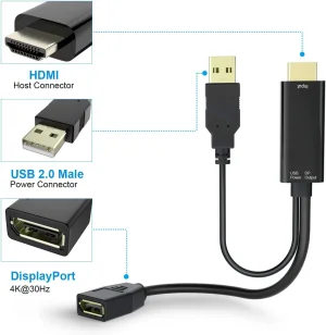 PremiumCord  adaptér HDMI to  DisplayPort  Male/Female s napájením z USB - obrázek 8