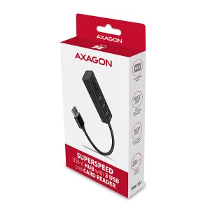 AXAGON HMA-CR3A, USB 3.2 Gen 1 hub, porty 3x USB-A + čtečka karet SD/microSD, kovový, kabel USB-A 20 - obrázek 7