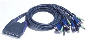 Aten 4-port KVM USB mini, audio, 1.8m kabely
