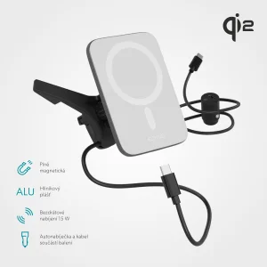 Epico Qi2 Mag+ ultra tenká autonabíječka - bílá - obrázek 3