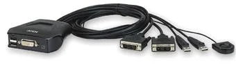 Aten 2-port DVI KVM USB mini, integrované kabely