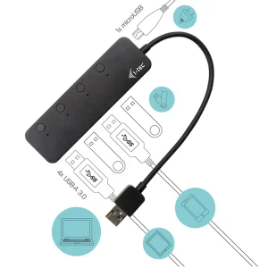 i-tec USB 3.0 Metal HUB 4 Port s vypínači na jednotlivých portech - obrázek 4