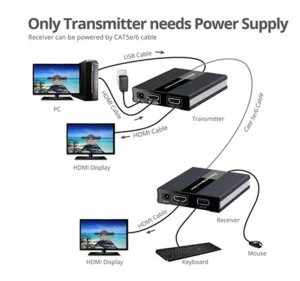 PremiumCord HDMI KVM extender s USB na 60m přes jeden kabel Cat5/6, bez zpoždění - obrázek 5