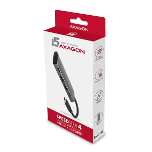AXAGON HMC-4G2, USB-C 3.2 Gen 2 10 Gb/s hub, porty 2x USB-A + 2x USB-C, kabel USB-C 13cm - obrázek 9