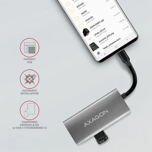 AXAGON HMC-4G2, USB-C 3.2 Gen 2 10 Gb/s hub, porty 2x USB-A + 2x USB-C, kabel USB-C 13cm - obrázek 6
