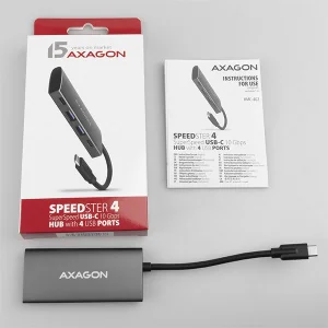 AXAGON HMC-4G2, USB-C 3.2 Gen 2 10 Gb/s hub, porty 2x USB-A + 2x USB-C, kabel USB-C 13cm - obrázek 8