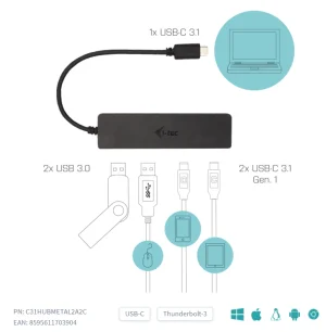i-tec USB-C Metal HUB 2x USB 3.0 + 2x USB-C - obrázek 4