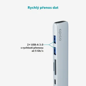 Epico 6v1 hliníkový USB-C 8K hub - modrá - obrázek 3