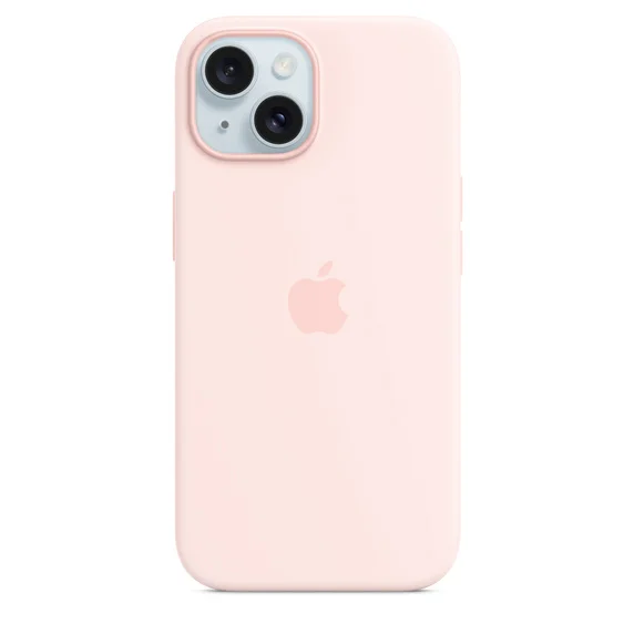 iPhone 15+ Silicone Case with MS - Light Pink / SK