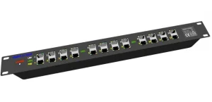 POE Gigabitový Patch panel Cat5 19" 12port 1U - obrázek 2