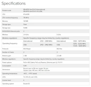 MikroTik RBcAPGi-5acD2nD, 2,4/5GHz 802.11ac přístupový bod - obrázek 2