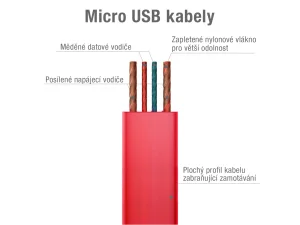 Kabel AVACOM MIC-40R USB - Micro USB, 40cm, červená - obrázek 3