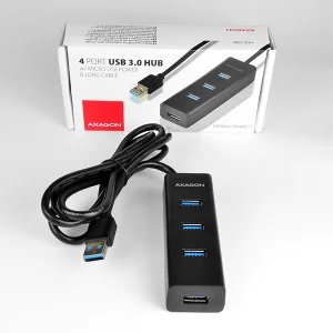 AXAGON HUE-S2BL, 4x USB 3.0 CHARGING hub, micro USB nap. konektor, kabel USB-A 1.2m - obrázek 11