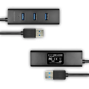 AXAGON HUE-S2BL, 4x USB 3.0 CHARGING hub, micro USB nap. konektor, kabel USB-A 1.2m - obrázek 5