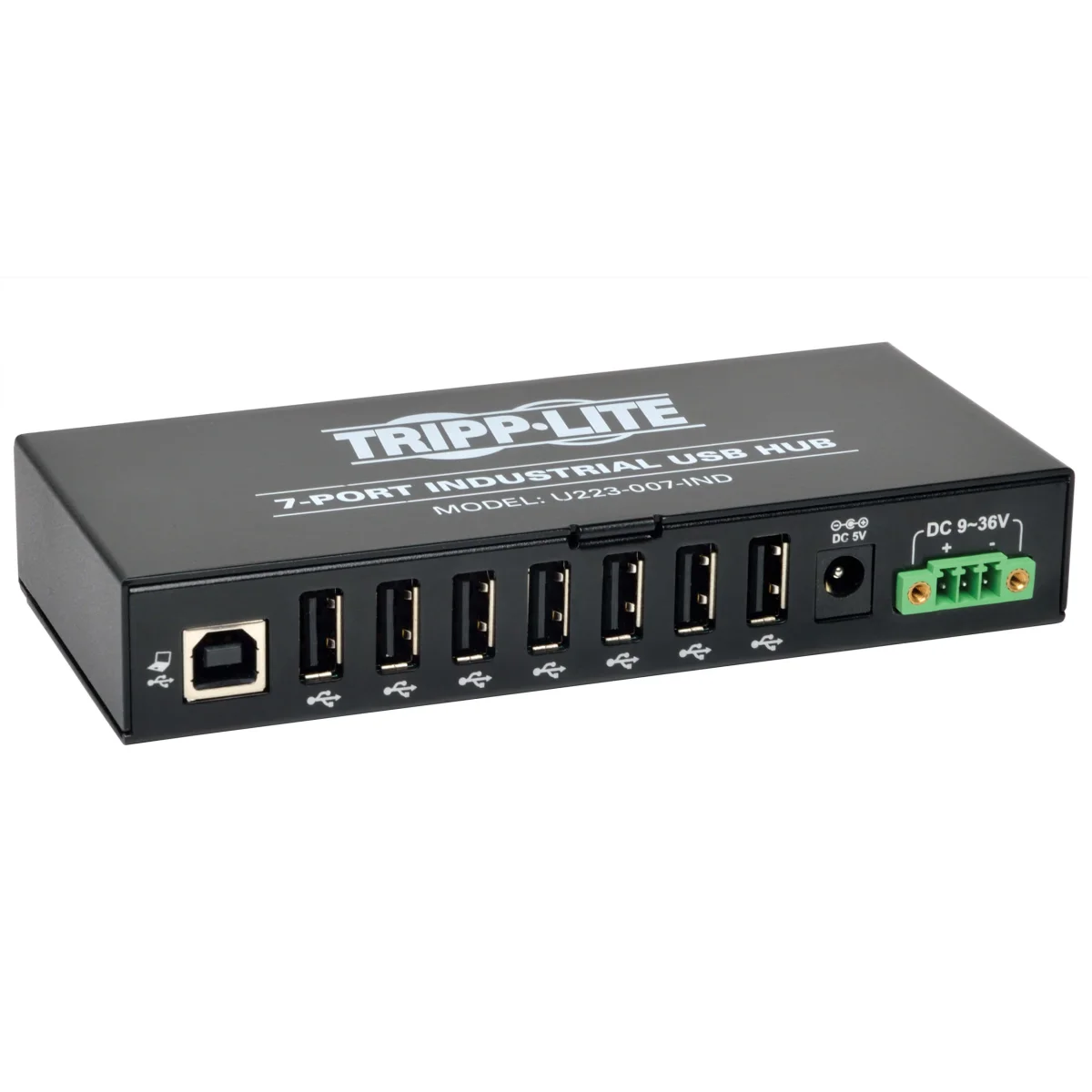 Rozbočovač 7x USB 2, průmyslový, odolnost ESD 15kV, kovové pouzdro, možnost montáže