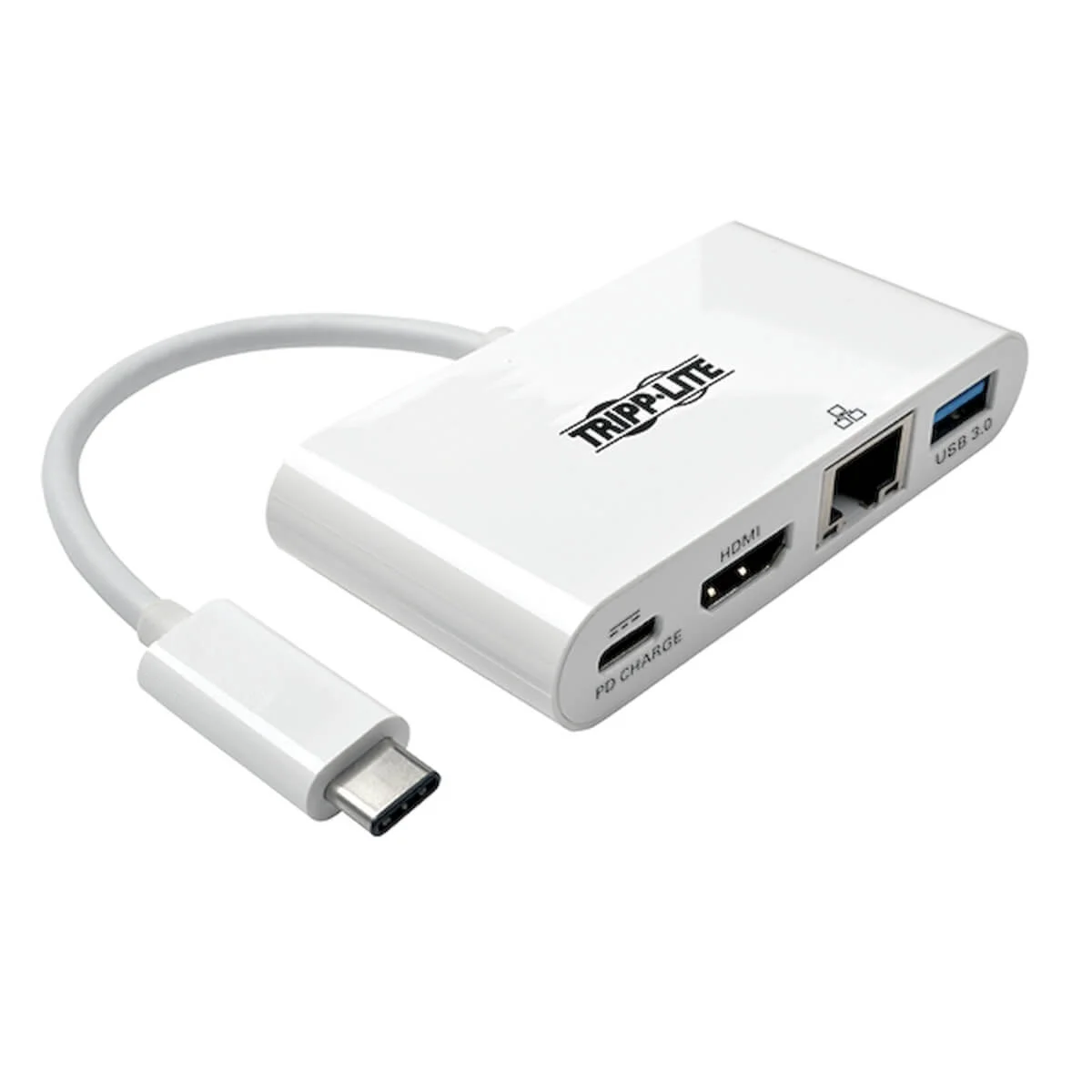 Mini dokovací stanice USB-C / HDMI, USB 3.0, GbE, 60W nabíjení, HDCP, bílá