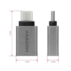 AXAGON RUCM-AFA, redukce USB-C (M) -> USB-A (F), USB 3.2 Gen 2, 3A, ALU - obrázek 5